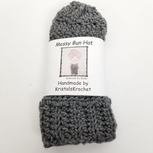 Messy Bun/Pony Tail Hat Beanie Handmade OS